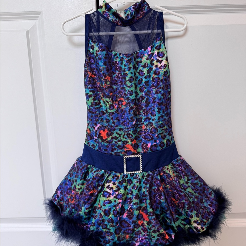 Wish Blue and Green Leopard Kids Dance Costume